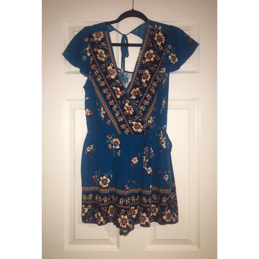 Blue floral romper